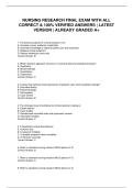 NURSING RESEARCH FINAL EXAM WITH ALL CORRECT & 100&percnt; VERIFIED ANSWERS&vert;LATEST VERSION&vert;ALREADY GRADED A&plus;