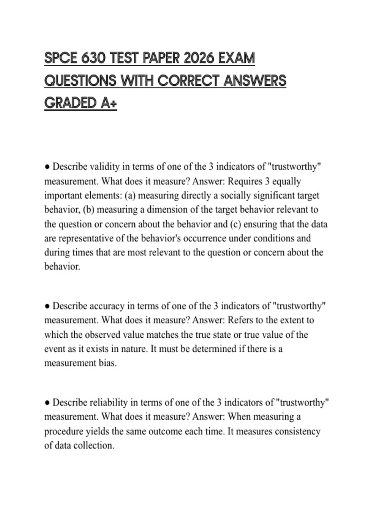 SPCE 630 TEST PAPER 2026 EXAM QUESTIONS WITH CORRECT ANSWERS GRADED A+ ...