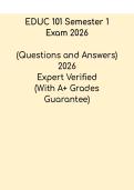 EDUC 101 Semester 1 Exam 2026 &ndash; Study Guide & Practice Questions PDF