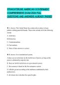 STRAIGHTERLINE AMERICAN GOVERNMENT COMPREHENSIVE EXAM 2026 FULL QUESTIONS AND ANSWERS ALREADY PASSED