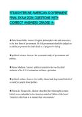STRAIGHTERLINE AMERICAN GOVERNMENT FINAL EXAM 2026 QUESTIONS WITH CORRECT ANSWERS GRADED A&plus;