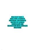 WGU D187 TASK 2&colon; ANALYZING STUDENTS INDIVIDUAL DIFFERENCES MASTER OF SCIENCE&comma; CURRICULUM AND INSTRUCTION WITH COMPLETE SOLUTIONS