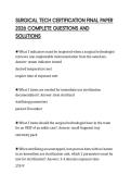 SURGICAL TECH CERTIFICATION FINAL PAPER 2026 COMPLETE QUESTIONS AND SOLUTIONS