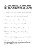 TACO BELL SHIFT LEAD TEST 2 FINAL PAPER 2026 COMPLETE QUESTIONS AND ANSWERS