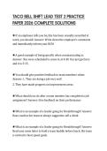 TACO BELL SHIFT LEAD TEST 2 PRACTICE PAPER 2026 COMPLETE SOLUTIONS