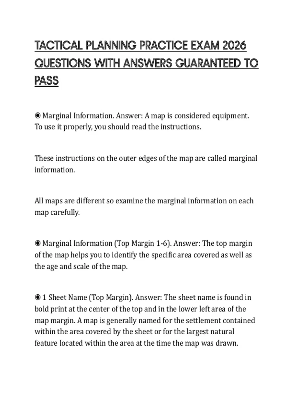 Questions Tactical TACTICAL PLANNING PRACTICE EXAM 2026 QUESTIONS WITH ANSWERS GUARANTEED ...