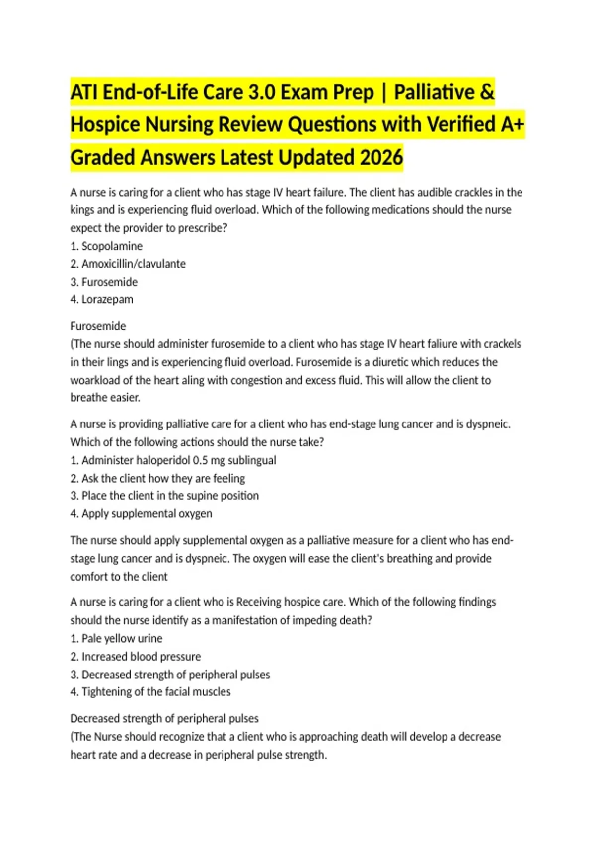 ATI End-of-Life Care 3.0 Exam Prep | Palliative & Hospice Nursing ...