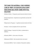 TEST BANK FOR MATERNAL CHILD NURSING CARE BY PERRY 6TH EDITION EXAM SCRIPT 2026 EXAM Q&A STUDY GUIDE WITH FULL SOLUTION