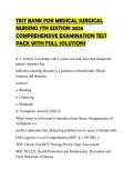 TEST BANK FOR MEDICAL SURGICAL NURSING 7TH EDITION 2026 COMPREHENSIVE EXAMINATION TEST PACK WITH FULL SOLUTIONS