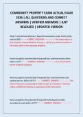 COMMUNITY PROPERTY EXAM ACTUAL EXAM 2026 &vert; ALL QUESTIONS AND CORRECT ANSWERS &vert; VERIFIED ANSWERS &vert; JUST RELEASED &vert; UPDATED VERSION