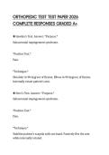 ORTHOPEDIC TEST TEST PAPER 2026 COMPLETE RESPONSES GRADED A&plus;