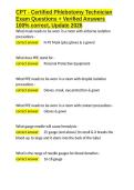 CPT - Certified Phlebotomy Technician Exam Questions &plus; Verified Answers 100- correct&comma; Update 2026&period;docx