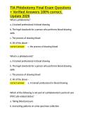 TIA Phlebotomy Final Exam Questions &plus; Verified Answers 100- correct&comma; Update 2026&period;docx
