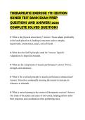 THERAPEUTIC EXERCISE 7TH EDITION KISNER TEST BANK EXAM PREP QUESTIONS AND ANSWERS 2026 COMPLETE SOLVED QUESTION