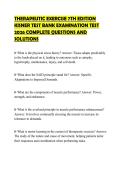 THERAPEUTIC EXERCISE 7TH EDITION KISNER TEST BANK EXAMINATION TEST 2026 COMPLETE QUESTIONS AND SOLUTIONS