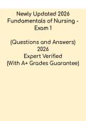 Newly Updated 2026 Fundamentals of Nursing Exam 1 &ndash; Study Guide & Practice Questions PDF