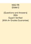 NSG 170 Exam 2 &ndash; Nursing Concepts Study Guide & Practice Questions PDF