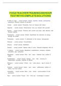 YOGA TEACHER TRAINING 200 HOUR TEST WITH COMPLETE SOLUTIONS