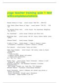 YOGA TEACHER TRAINING QUIZ 1 TEST WITH COMPLETE SOLUTIONS