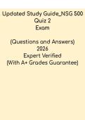 Updated NSG 500 Quiz 2 Study Guide &ndash; Nursing Graduate Level Review PDF
