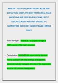 MBA 705 - Final Exam &vert; MOST RECENT EXAM 2026 2027 ACTUAL COMPLETE MOST TESTED REAL EXAM  QUESTIONS AND VERIFIED SOLUTIONS &vert; GET IT  100&percnt; ACCURATE&excl;&excl; ALREADY GRADED A&plus; &vert;  GUARANTEED SUCCESS&excl;&excl; &vert;&vert;NEWEST EXAM &vert; BRAND  NEW&excl;&excl;