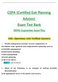CEPA &lpar;Certified Exit Planning  Advisor&rpar;  Exam Test Bank   100&percnt; Guarantee Score Pass