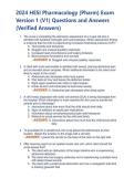 2024 HESI Pharmacology &lpar;Pharm&rpar; Exam Version 1 &lpar;V1&rpar; Questions and Answers &lpar;Verified Answers&rpar;