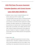 AHA PALS Exam Pre-course Assessment  Complete Questions with Correct Answers  Latest 2025-2026 GRADED A&plus; 