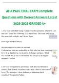AHA PALS FINAL EXAM Complete  Questions with Correct Answers Latest  2025-2026 GRADED A&plus; 