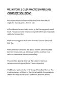 U&period;S&period; HISTORY 2 CLEP PRACTICE PAPER 2026 COMPLETE SOLUTIONS