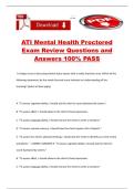 ATI Mental Health Proctored Exam Review Questions and Answers 100&percnt; PASS