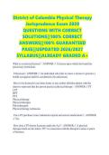 District of Columbia Physical Therapy Jurisprudence Exam 2020 QUESTIONS WITH CORRECT SOLUTIONS&vert;&vert;100&percnt; CORRECT ANSWERS&vert;&vert;100&percnt; GUARANTEED PASS&vert;&vert;USPDATED 2026&sol;2027 SYLLABUS&vert;&vert;ALREADY GRADED A&plus;
