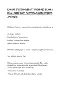 KANSAS STATE UNIVERSITY FNDH 620 EXAM 3 FINAL PAPER 2026 QUESTIONS WITH VERIFIED ANSWERS