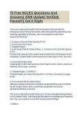 75 Free NCLEX Questions And Answers&vert; 2026 Update&vert; Verified&vert; Passed&excl;&excl;&vert; Get It Right