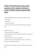 AAAE Certified Member Study Guide  questions with complete solutions &vert;&vert;  LATEST UPDATE 2026&vert;&vert; GUARANTEED  PASS 