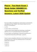 Pharm - Test Bank Exam 1  Study Guide&colon; GRADED A&plus;&period;  Questions and Verified  Answers&period; Latest 2026 Update 
