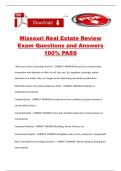 Missouri Real Estate Review Exam Questions and Answers 100&percnt; PASS
