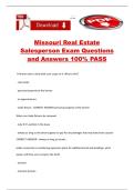 Missouri Real Estate Salesperson Exam Questions and Answers 100&percnt; PASS