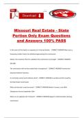 Missouri Real Estate - State Portion Only Exam Questions and Answers 100&percnt; PASS