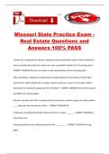 Missouri State Practice Exam - Real Estate Questions and Answers 100&percnt; PASS