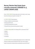Barney Fletcher Real Estate Exam  correctly answered &vert;&vert; GRADED A&plus;&vert;&vert;  LATEST UPDATE 2026 