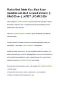 Florida Real Estate Class Final Exam  &lpar;question and Well Detailed answers&rpar; &vert;&vert;  GRADED A&plus;&vert;&vert; LATEST UPDATE 2026 