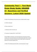 Community Test 1 - Test Bank  Exam Study Guide&colon; GRADED  A&plus;&period; Questions and Verified  Answers&period; Latest 2026 Update 