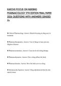 KARCHS FOCUS ON NURSING PHARMACOLOGY 9TH EDITION FINAL PAPER 2026 QUESTIONS WITH ANSWERS GRADED A&plus;