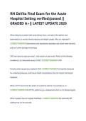RN DaVita Final Exam for the Acute  Hospital Setting verified&sol;passed &vert;&vert;  GRADED A&plus;&vert;&vert; LATEST UPDATE 2026 