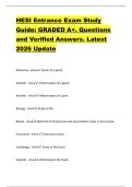 HESI Entrance Exam Study  Guide&colon; GRADED A&plus;&period; Questions  and Verified Answers&period; Latest  2026 Update 