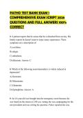 PATHO TEST BANK EXAM 1 COMPREHENSIVE EXAM SCRIPT 2026 QUESTIONS AND FULL ANSWERS 100&percnt; CORRECT
