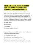 PATHO TEST BANK EXAM 1 EXAMPREP 2026 TEST PAPER QUESTIONS AND COMPLETE SOLUTIONS GRADED A&plus;