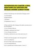 PATHOPHYSIOLOGY CHAPTER 14 FINAL EXAM PAPER 2026 QUESTIONS AND DETAILED ANSWERS ALREADY PASSED