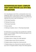PATHOPHYSIOLOGY EXAM 1 COMPLETE STUDY GUIDE UPDATED 2026 WITH REAL TEST QUESTIONS